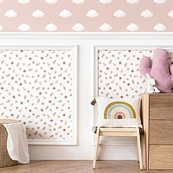 Galerie Wallcoverings Product Code 14834 - Little Explorers 2 Wallpaper Collection - Pink Colours - The classic cloud design, now in three heavenly colours! Sure to help your little one drift off into a peaceful slumber.. Design