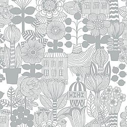 Galerie Wallcoverings Product Code 23305 - Marimekko 5 Wallpaper Collection - Grey White Colours - Marimekko Lintukoto Design