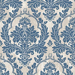 Galerie Wallcoverings Product Code 25716 - Cottage Chic Wallpaper Collection - Blue Cream Colours - Damasco Platino Design