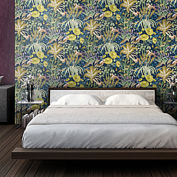 Galerie Wallcoverings Product Code 26730 - Tropical Wallpaper Collection - Blueberry Colours - Moorea Design