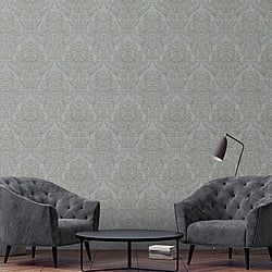 Galerie Wallcoverings Product Code 32605 - City Glam Wallpaper Collection - Grey Gold Colours - Floral Damask Design