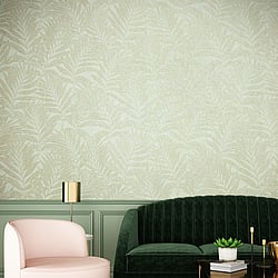 Galerie Wallcoverings Product Code 34003 - Hotel Wallpaper Collection - Green, Beige Colours - Botanical leaves design Design
