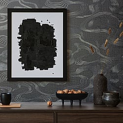 Galerie Wallcoverings Product Code 34537 - Kumano Wallpaper Collection - Black  Colours - Flow Design