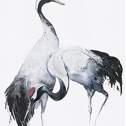 Galerie Wallcoverings Product Code 34596 - Kumano Wallpaper Collection - White, Black Colours - Painted Crane Mural Design