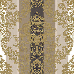 Galerie Wallcoverings Product Code 3919 - Italian Damasks 3 Wallpaper Collection - Black Beige Gold Colours - Damask Stripe Design