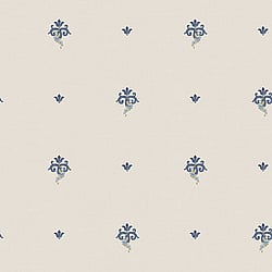 Galerie Wallcoverings Product Code 3926 - Italian Damasks 3 Wallpaper Collection - Navy Blue Gold Colours - Fleur de Lis Design
