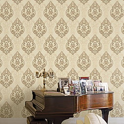 Galerie Wallcoverings Product Code 42527 - Opulence Wallpaper Collection - Gold Colours - Large Damask Design