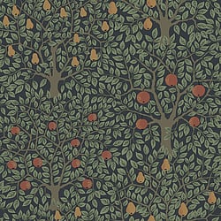 Galerie Wallcoverings Product Code 44110 - Apelviken 2 Wallpaper Collection - Black Green Colours - Apples and Pears Design