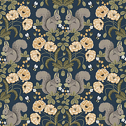 Galerie Wallcoverings Product Code 44123 - Apelviken 2 Wallpaper Collection - Dark Blue Colours - Squirrels and Strawberries Design