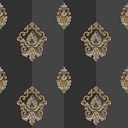 Galerie Wallcoverings Product Code 4629 - Italian Glamour Wallpaper Collection - Black Colours - Damask Stripe Design