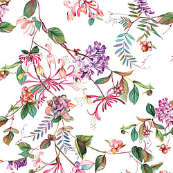 Galerie Wallcoverings Product Code 47456 - Flora Wallpaper Collection - White, Rose, Green Colours - Summer Bouquet Design