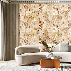 Galerie Wallcoverings Product Code 49353 - Stratum Wallpaper Collection - gold pink Colours - Marmo Design