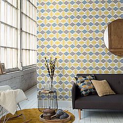 Galerie Wallcoverings Product Code 51144002 - Skandinavia Wallpaper Collection - Yellow Blue Grey Colours - Yellow Oslo Geometric Design