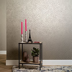 Galerie Wallcoverings Product Code 59113 - Merino Wallpaper Collection - Beige Silver Colours - Metallic Print Design