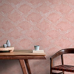 Galerie Wallcoverings Product Code 64987 - Crafted Wallpaper Collection - Pink Silver Grey Colours - Stamped Design