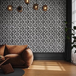 Galerie Wallcoverings Product Code 65340 - Pepper Wallpaper Collection - Black Pepper Colours - Octagonal Honeycomb Design