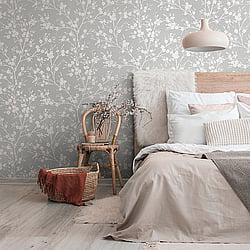 Galerie Wallcoverings Product Code 6812-30 - Home Wallpaper Collection - Grey Colours - Floral Nature Design
