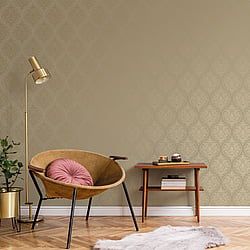 Galerie Wallcoverings Product Code 7006 - Emporium Wallpaper Collection - Gold Colours - Emporium Ogee Design