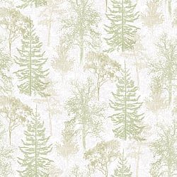 Galerie Wallcoverings Product Code 7310 - Evergreen Wallpaper Collection - Green Beige Mica Colours - Trees Design