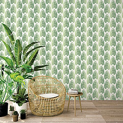 Galerie Wallcoverings Product Code 7325 - Evergreen Wallpaper Collection - Greens Colours - Leaf Stripe Design
