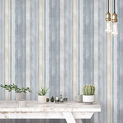 Galerie Wallcoverings Product Code 7351 - Evergreen Wallpaper Collection - Blue Colours - Waterfall Stripe Design
