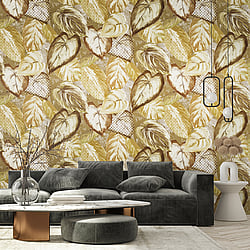 Galerie Wallcoverings Product Code 81349 - Pepper Wallpaper Collection - Curry Colours - Ficus Design
