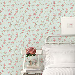 Galerie Wallcoverings Product Code AB27659 - Abby Rose 4 Wallpaper Collection - Turquoise Red Green Colours - Chic Rose Design