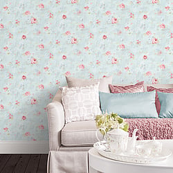 Galerie Wallcoverings Product Code AB27662 - Abby Rose 3 Wallpaper Collection - Blue Pink Colours - Morning Dew Design