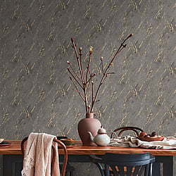 Galerie Wallcoverings Product Code BB51159 - The Bricks And More Wallpaper Collection - Metallic Black Colours - Luxurious Marble Motif Design