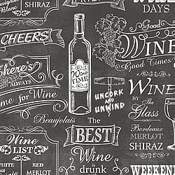 Galerie Wallcoverings Product Code CK36631 - Kitchen Style 3 Wallpaper Collection - Monochrome Black White Colours - Wine with Friends Design