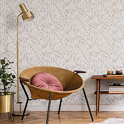 Galerie Wallcoverings Product Code DA23230 - Luxe Wallpaper Collection - White Grey Colours - Two Tone Leaf Design