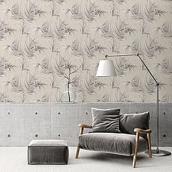 Galerie Wallcoverings Product Code ES31133 - Escape Wallpaper Collection - Beige, Grey, Silver Colours - Palm Leaves Design