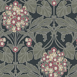 Galerie Wallcoverings Product Code ET12110 - Arts And Crafts Wallpaper Collection - Olive Pink Beige White Black Colours - Floral Hydrangea Design