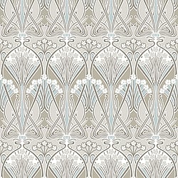Galerie Wallcoverings Product Code ET12424 - Arts And Crafts Wallpaper Collection - Taupe Beige Blue Colours - Dragonfly Damask Design