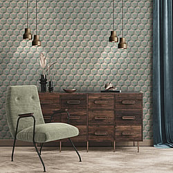 Galerie Wallcoverings Product Code FS72042 - Fusion Wallpaper Collection - Beige Blue Green Colours - Geometric Motif Design