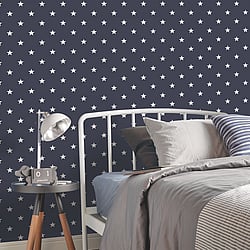 Galerie Wallcoverings Product Code G23107 - Deauville Wallpaper Collection - Navy Blue White Colours - Deauville Star Design