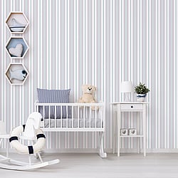Galerie Wallcoverings Product Code G23310 - Deauville 2 Wallpaper Collection - Green Grey White Colours - Two Colour Stripe Design