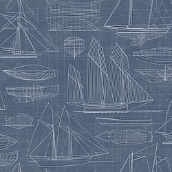 Galerie Wallcoverings Product Code G23325 - Deauville 2 Wallpaper Collection - Marine Blue White Colours - Nautical Blueprint Design