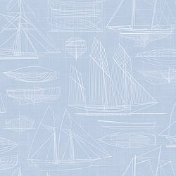 Galerie Wallcoverings Product Code G23327 - Deauville 2 Wallpaper Collection - Sky Blue White Colours - Nautical Blueprint Design