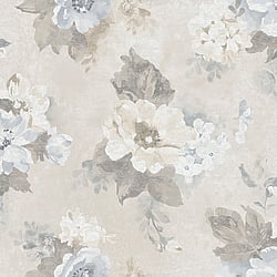 Galerie Wallcoverings Product Code G34103 - Country Cottage Wallpaper Collection - Blue Grey Cream Colours - Vintage Bloom Design