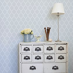 Galerie Wallcoverings Product Code G45051 - Vintage Rose Wallpaper Collection - Blue White Colours - Laurel Trellis Design