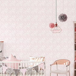 Galerie Wallcoverings Product Code G45300 - Vintage Roses Wallpaper Collection - Pink White Colours - Damask Design
