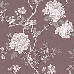 Galerie Wallcoverings Product Code G45304 - Vintage Roses Wallpaper Collection - Burgundy Grey Colours - Magnolia Design