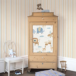 Galerie Wallcoverings Product Code G56040 - Just 4 Kids 2 Wallpaper Collection - Blue Beige Colours - Washed Striped Design
