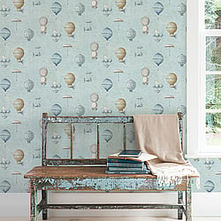 Galerie Wallcoverings Product Code G56200 - Nostalgie Wallpaper Collection - Blue Colours - Air Ships Design