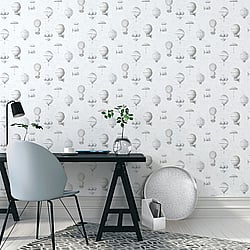 Galerie Wallcoverings Product Code G56202 - Nostalgie Wallpaper Collection - Silver Grey Colours - Air Ships Design