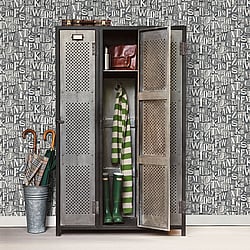 Galerie Wallcoverings Product Code G56206 - Nostalgie Wallpaper Collection - Silver Grey Colours - Block Letters Design
