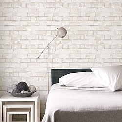 Galerie Wallcoverings Product Code G56211 - Steampunk Wallpaper Collection - White Colours - Brick Wall Design