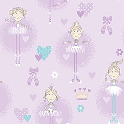 Galerie Wallcoverings Product Code G56507 - Just 4 Kids 2 Wallpaper Collection - Lilac Blue Colours - Ballerinas Design