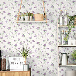Galerie Wallcoverings Product Code G67867 - Miniatures 2 Wallpaper Collection - Purple Green White Colours - Hydrangea Trail Design